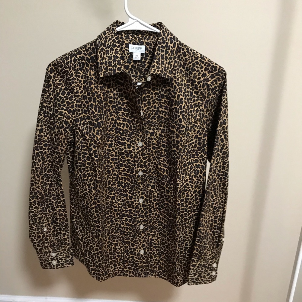 J crew cheetah button up - Picture 1 of 6